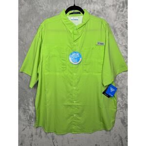 Columbia PFG Tamiami Shirt Mens XL Green UPF 40 Omni-Wick Fishing Short Sleeve
